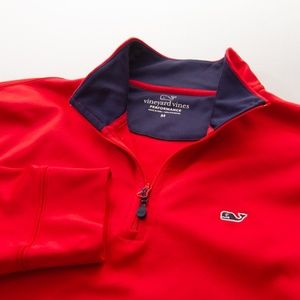 Vineyard Vines Pullover Performance Sweater Red Mens M Zip Pocket